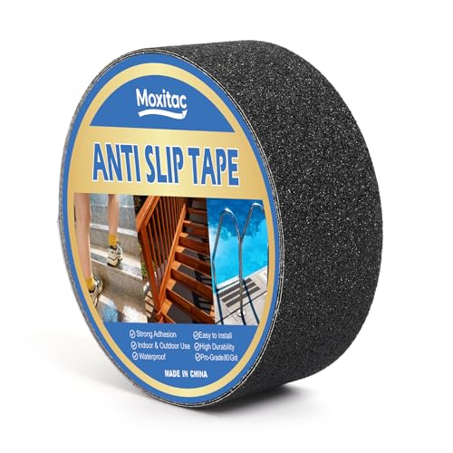 Image of Heavy Duty Anti Slip Traction Tape 2 inch x 38 FT, 80 Grit Waterproof High Friction Grip Tape for Indoor Outdoor Stairs, Pool, Ramps, Garage, Home & Commercial Use