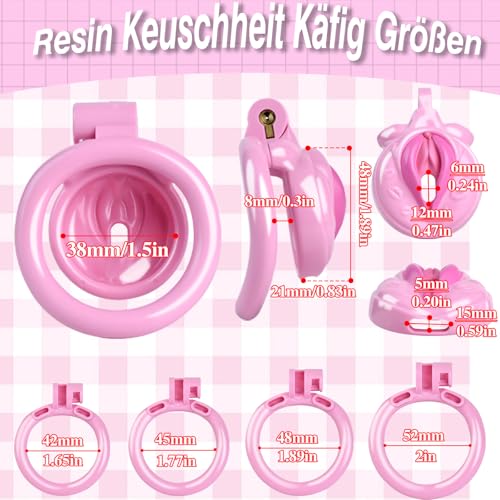Peniskäfig Peniszaumzeug Männer mit 4 Cock Rings Keuschheitskäfig Herren Chastity Cage Sexspielzeug Invisible Lock für Paare SM Fetisch Extrem Penis Bondage Hohldesign Atmungsaktiv Erotik Keuschheits