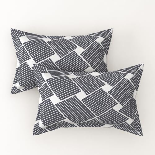 Image of Cotton Bolls Textiles Glace Cotton Flat Bedsheet 90x90 Inch with 2 Pillow Covers - Soft Breathable Glace Cotton, Printed Bedding Set for Double Bed, Grey