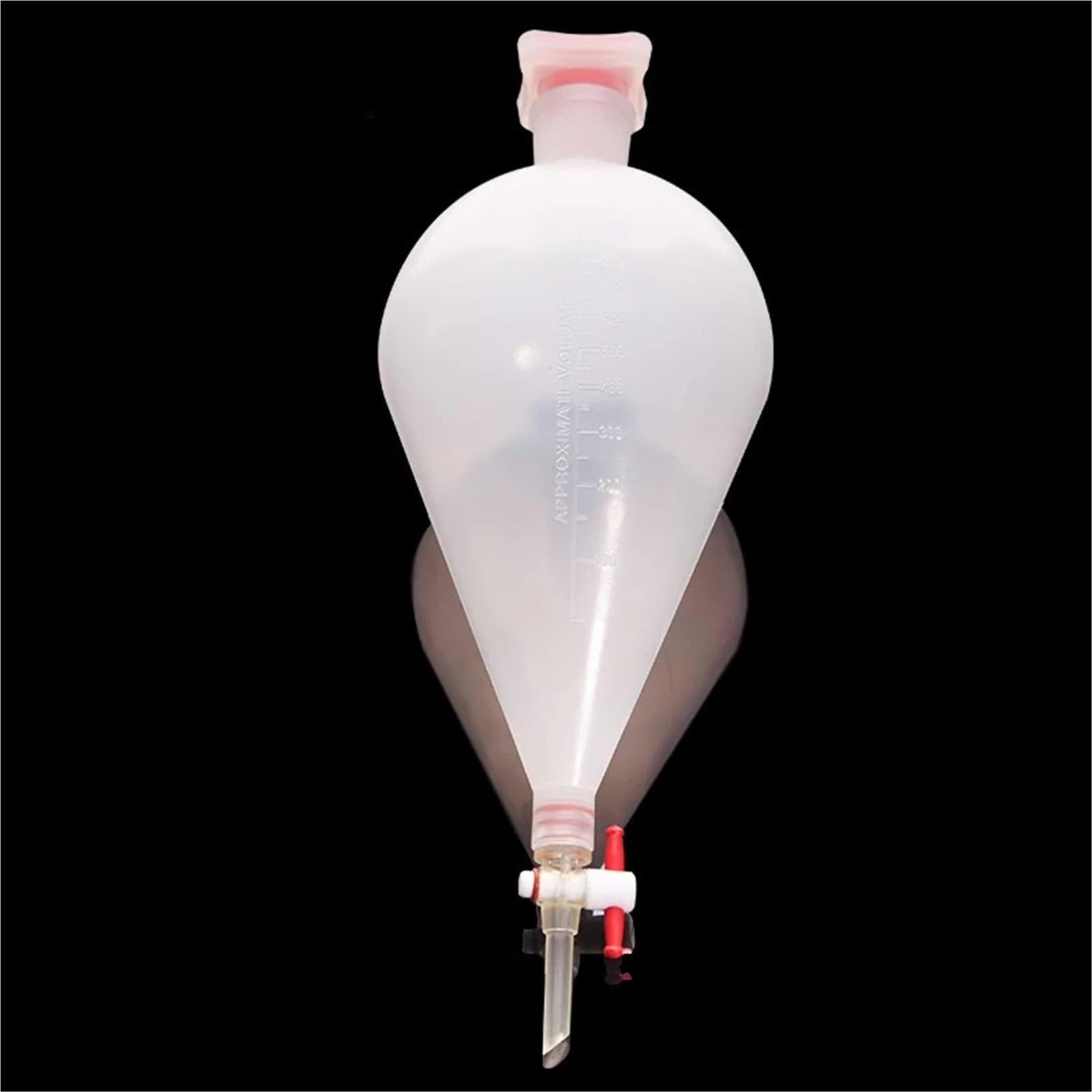 1000 ml birnenförmiger Scheidetrichter aus Kunststoff mit PTFE-Stopfen. PP-Trenntrichter. Laborbedarf
