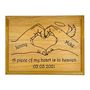 Personalized RIP In Loving Memory Of Loved One, Memorial Sympathy Bereavement Gifts for Loss Grandma Mother Father, A Piece of My Heart Is In Heaven Wood Plaque Sign Personalized RIP In Loving Memory Of Loved One Memorial Sympathy Bereavement Gifts for Loss Grandma Mother Father A Piece of My Heart Is In Heaven Wood Plaque Sign