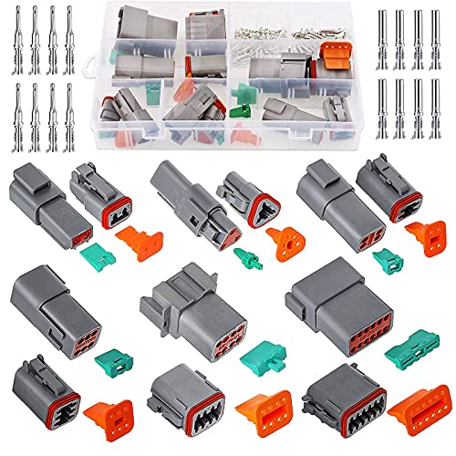 HUAZIZ 6 Sets Ensembles Connecteur Imperméable, Connecteurs DT à 2/3/4/6/8/12 Pin, Auto Terminal Connecteur de Fil de Voiture Électrique Étanche Plug Mâles et...