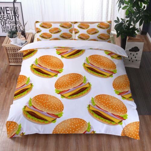 Housse de couette 240 x 260 microfibre 110g/㎡ avec parure de lit hamburger
