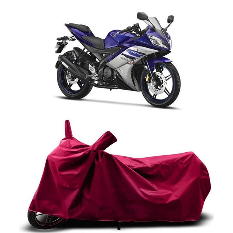 Image of DUFFEL-Two Wheeler Bike Cover Compatible for Yamaha Yzf-R15 V2 Heat Protectio /UV-Rays /Birds Dropping /DustProof /Waterproof Indoor Outdoor and Parking Full Protection All Variants [MAHROON]