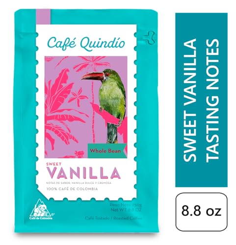 Image of Cafe Quindio Medium Roast 100% Colombian Excelso Whole Bean Arabica Coffee - Sweet Vanilla Municipal Harvest - 8.8 Ounce (Pack of 1)