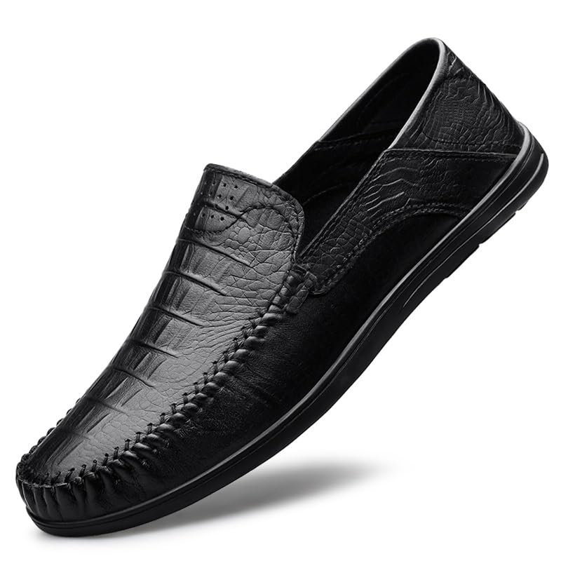 Men's Loafers Round Toe Leather Crocodile Print Loafer Shoes Lightweight Comfortable Anti-Slip Outdoor Slip-on3