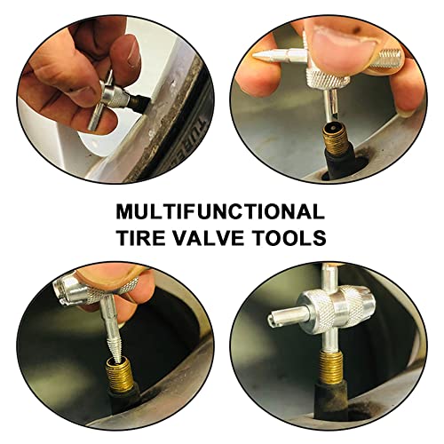 BESITA Reifenventil-Werkzeuge, 1 Stück 4 Wege Ventilkernwerkzeug, EIN- und Ausdrehen der Ventileinsätze in Reifenventilen und eindrücken des Ventilstiftes beim Ablassen der Luft (2 Stück)