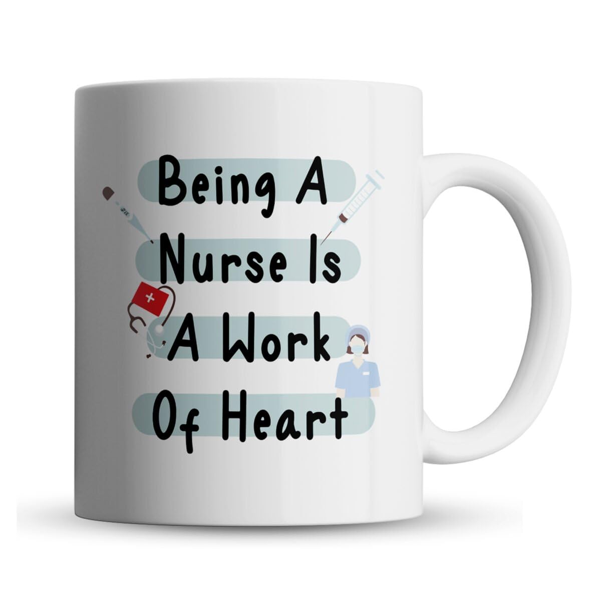 Being Nurse is Work of Heart - Thoughtful Nursing Student, Nurse Gift Mug by Inky Penguin