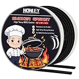 Smoker Gasket Seals, 1/2' x 1/8' 15 ft High Temp Grill Gasket Replacement Self Stick Felt, High Heat BBQ Gasket Tape for Smokers BBQ Lid Black by Nonley