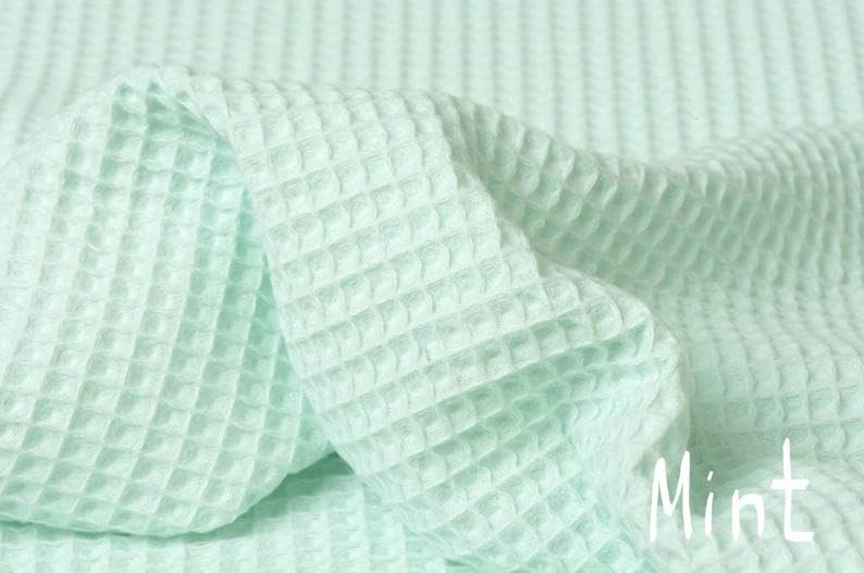 Cotton Waffle Pique Honeycomb Fabric - Bathrobe Gown Towel Cushion Kitchen Cloth Material - 150cm Wide - Sold by The Yard - Mint Green