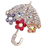 Healeved ラインストーン飾り傘形胸针別针 クリスマス誕生日記念日向け 帽子やバックパックになメタルブローチ レディースファッションアク