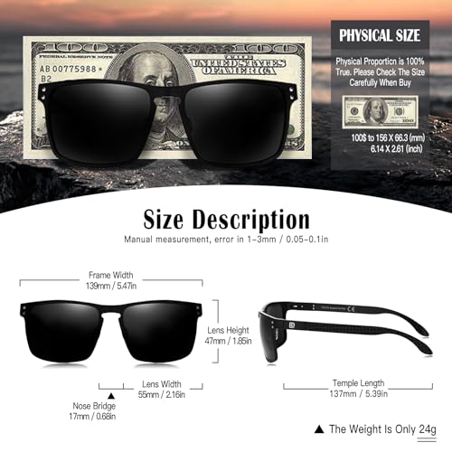 DUCO Sunglasses men Polarized Retro Square Sunglasses for men UV Protection Sports Sun Glasses for Golfing Running 82083