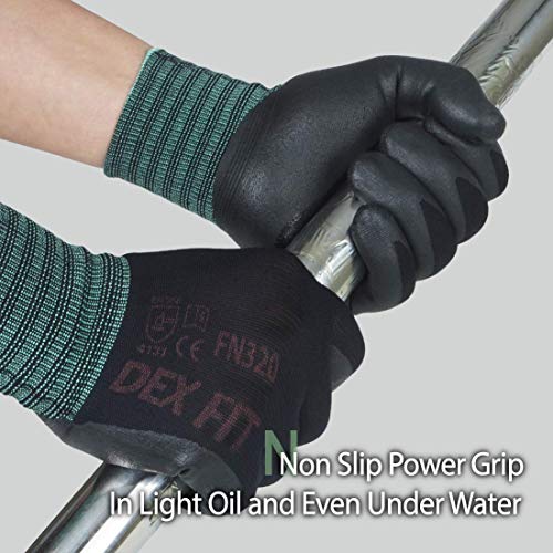 DEX FIT Premium Nylon Nitrile Work Gloves FN320, 3D-Comfort Stretchy Fit, Firm Grip, Thin & Lightweight, Durable - Image 3