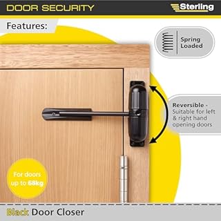 Sterling 271 DCBK - Chiudiporta a molla Sterling nero, montato in superficie, con resistenza al fuoco di 1/2 ora