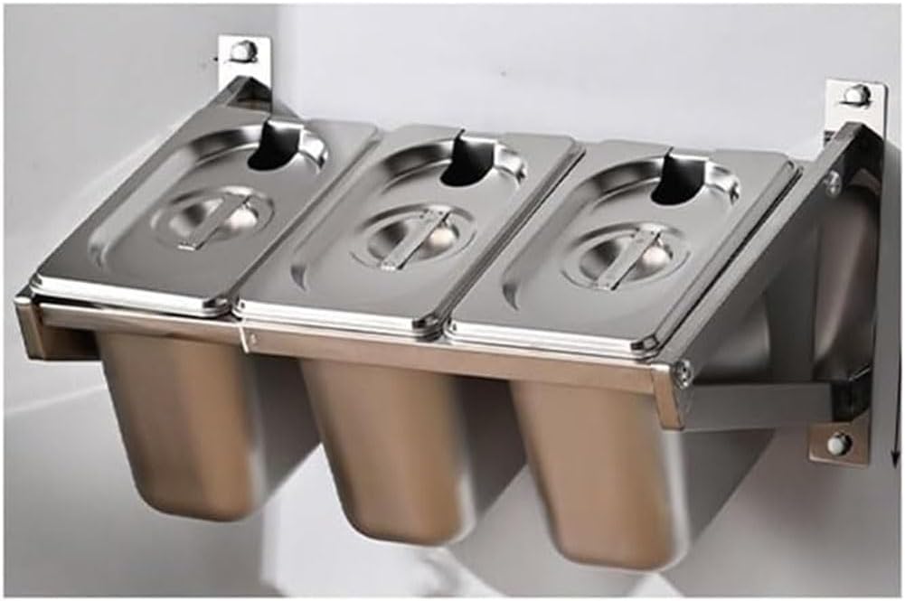 Stainless Steel Pizza Topping Station - Reusable Condiment Containers with Lids, Ideal for Seasoning & Serving in Kitchen Pantry (40x22x18cm)