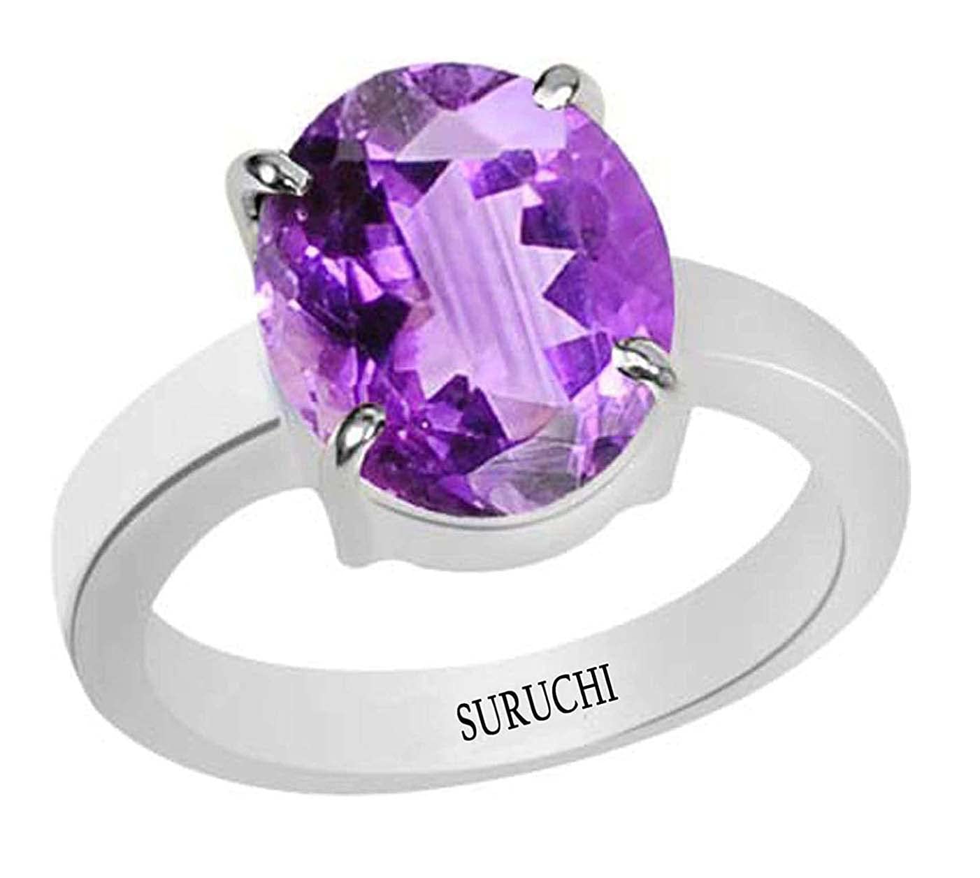 Suruchi Gems & Jewels Sterling Silver Amethyst/Kathela Astrological Gemstone 7.25 Ratti or 6.5 Carat 925 Bis Hallmark Ring for Men & Women (B08ZJQ9K8W) Amazon Price History, Amazon Price Tracker