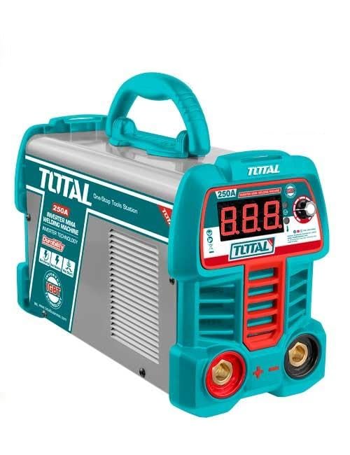 TOTAL Super 250A Inverter Portable MMA Welding Machine | IGBT Technology, 220-240V, LED Display, Anti-Stick & Hot Start, Complete with Electrode Holder & Helmet