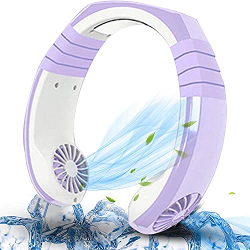Hanging Neck Fan, Air Cooler USB Micro Portable 2 in 1 Air Cooler Mini Electric Air Conditioner Scarf Cooling Portable Hanging Neck Fan,Air Cooler, USB Hanging Neck Air Conditioner Pueple