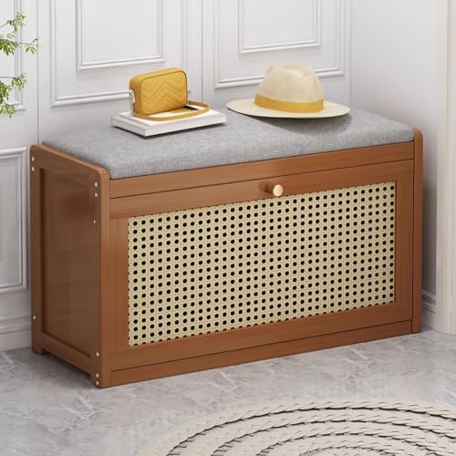 Scarpiera salvaspazio con sedile imbottito, scarpiera in legno con ante ribaltabili per ingresso, soggiorno, camera da letto - Elegante soluzione di archiviazione (colore: B)