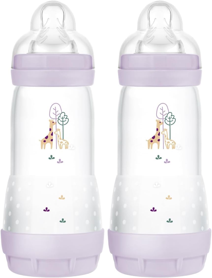 MAM Easy Start Anti-Colic Baby Bottles, Pink, 2 count (Pack of 1)