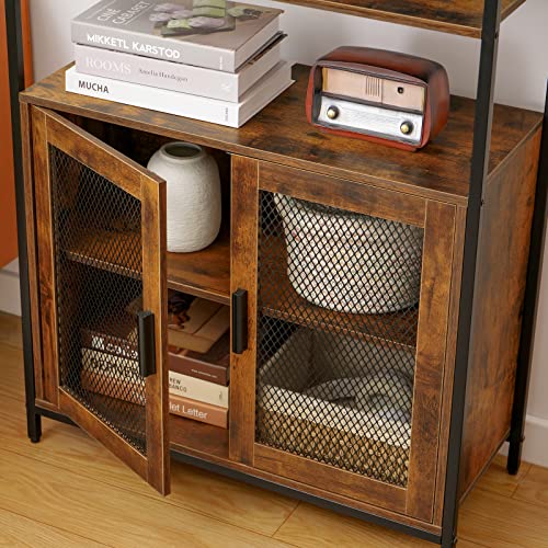 Usikey Storage Cabinet With 2 Doors, Rustic Kitchen Storage Cabinet With 3 Shelves, Industrial Cupboard, Sideboard For Kitchen, Bedroom, Living Room, Rustic Brown #TOP5