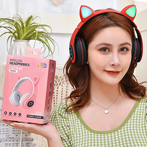 Cuffie Bluetooth senza fili, Cuffie con orecchio di gatto Cuffie con luce LED Cuffie per bambini con microfono per IOS/Android/PC/Laptop/tablet/telefoni cellulari - Image 3