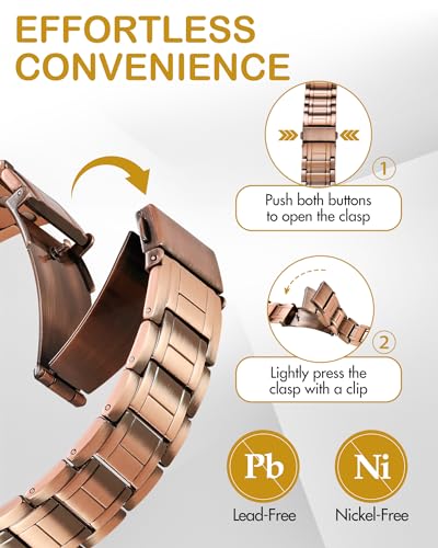 Image of Feraco Copper Magnetic Bracelets for Men,Pure Copper Jewelry Gift | 3X Strength Neodymium 57 Magnets,Powerful 3500 Gauss,Adjustable Length