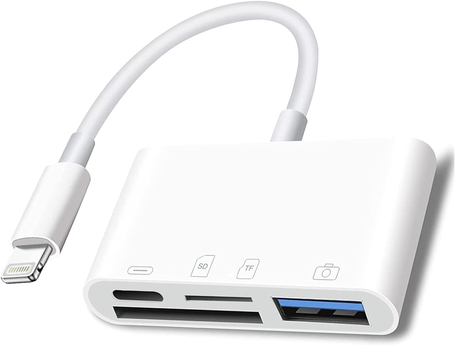 Sounce 4 in 1 Lightning to USB, SD TF Card Reader Adapter with Charging Port for iPhone, iPad, Dual Card Slot, Fast Charging & USB 3.0 OTG Connector Supports USB Flash Drive, Camera and More - White (B0CSKSCQ9Z) Amazon Price History, Amazon Price Tracker
