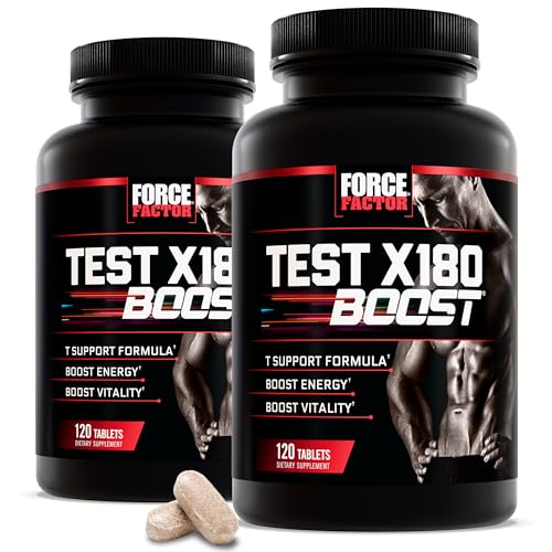 Force Factor Test X180 Boost, 2-Pack, Testosterone Booster and Energy Supplement for Men, Boost Energy, Increase Stamina, and Enhance Vitality, with D-Aspartic Acid and Fenugreek, 240 Tablets