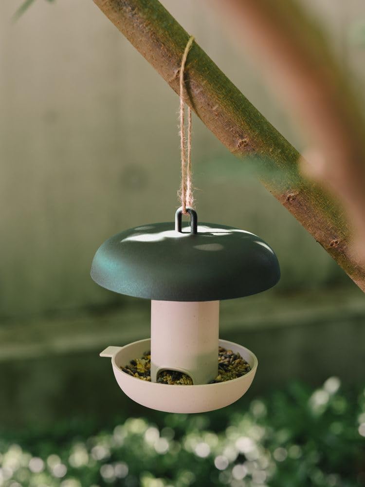 elho Essential Bird Set | inklusive Vogelhäuschen, Futterschale und - Leaf Green