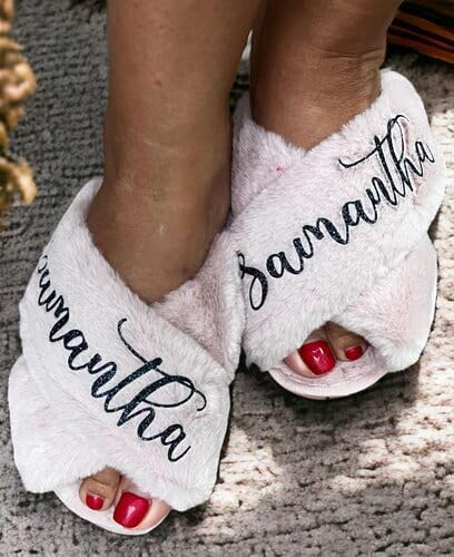 Miniatura 3 de Name Customization Fluffy Slippers - Christmas Gifts for Women - Bridal Party Gifts - Personalized Christmas Gift Box Ideas for Mom, Girlfriend -