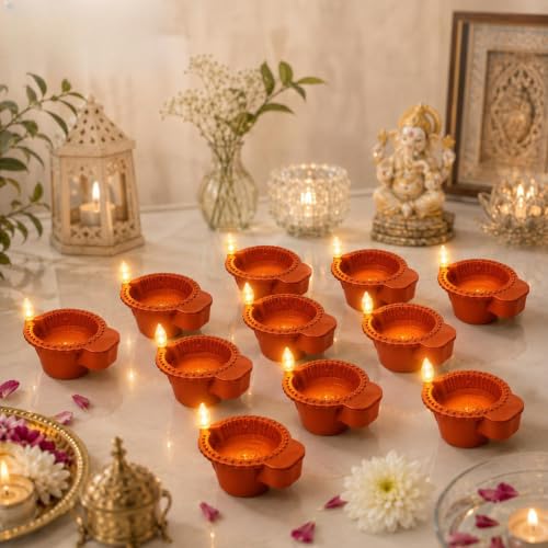 Best Navratri Home Decoration Items (2026) 78 LED Floating Water Sensor Diyas, Pack of 12 โ Diwali Dรฉcor