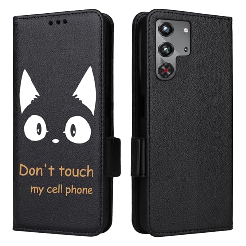 Ailiber ZTE Nubia Red Magic 10 Pro/Pro Plus 用の ケース 手帳型 高級PUレザー 猫プリント カバー Red Magic 10 Pro+ スマホケース 耐衝撃 マグネット式 人気 おしゃれ 可愛い猫 ヌビア・レッ