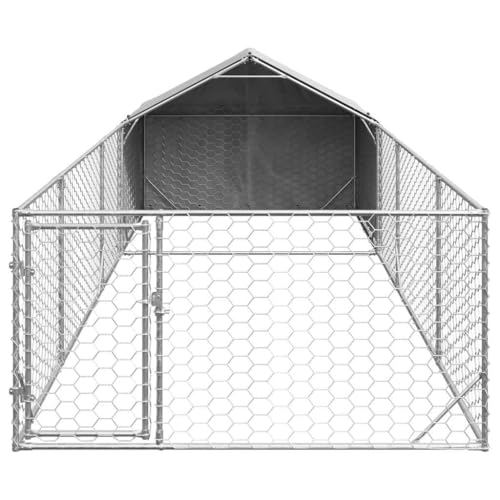 Niche extérieure pour chien 6x2x1.5m en acier galvanisé avec parc