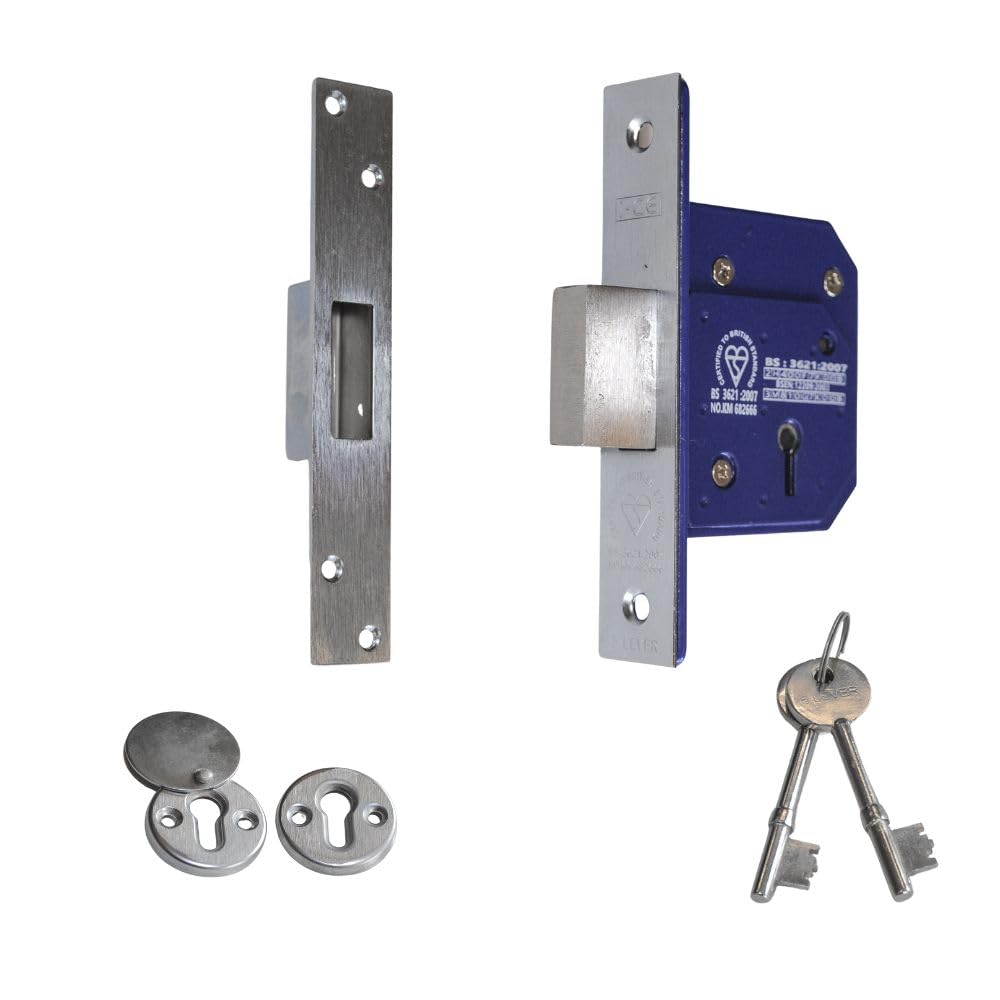 Retro FIT 67mm 5 Lever Dead Lock British Standard BS3621 Satin Stainless Steel