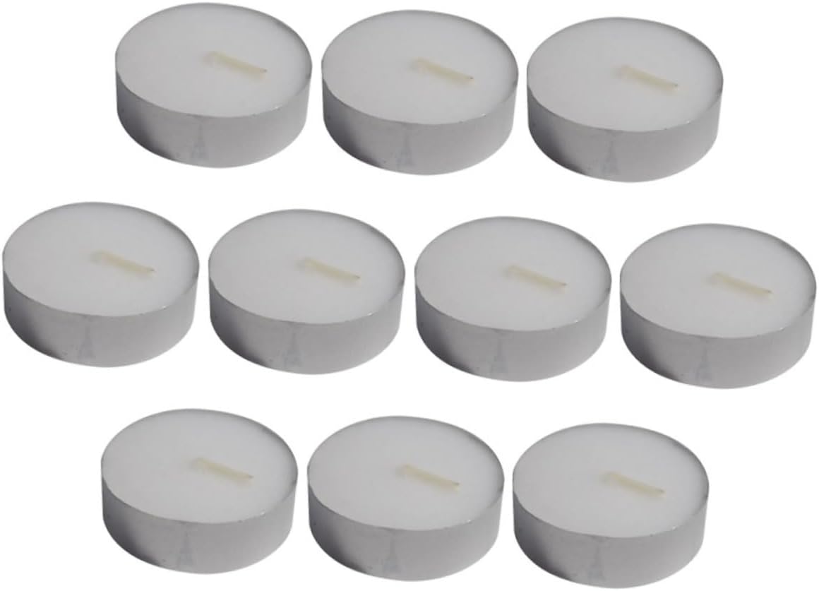 VANZACK 10pcs White Aluminum Shell Small Round Tea Light Candles 4-Hour Burn Time Unscented Mini Candles for Wedding Romantic Home Décor and Warm Tea Heating