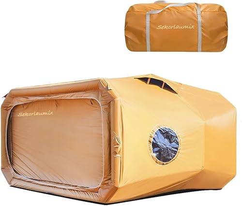 Inflatable Camping Tent - 9 Space, Double Door, 76 in Height, Windproof Waterproof, Quick Setup Air Column Tent for Family Overnight Camping