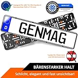 GENMAG Kennzeichenhalter Rahmenlos | Nummernschildhalterung Auto | Kennzeichenhalterung Nummernschildhalter | Schwarz | Klett | Kfz Kennzeichen Halterung | Halter / Halterungen für 2X Autokennzeichen