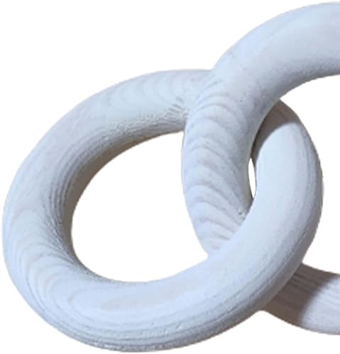 Miniatura 2 de Cadena de eslabones de madera rústica de 3 eslabones tallada a mano versátil anillo de diámetro 3.9 in decoración de mesa decorativa para decoración