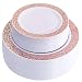 WDF102 pcs Rose Gold Plates-Lace Design Disposable Plastic Plates-Wedding Party Plastic Plates include 51 Plastic Dinner Plates 10.25inch,51 Salad/Dessert Plates 7.5inch (Rose Gold Plates)