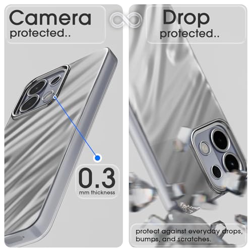 Image of Amazon Basics Back Cover for Oppo K13 5G | Pearl-Marble Swirl Design | Slim Shockproof TPU | Camera Protection Bumper Case (Silver)