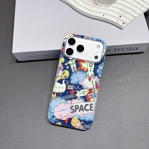 Yonds Queen for iPhone 17 Pro Cute Case, Cool Cartoon Astronaut Space Moon Rocket Laser Glitter Bling Design Stylish Bumper Shockproof Anti-Slip Protector Fashion Case (Alien, iPhone 17 Pro) by Yonds Queen - Image 2