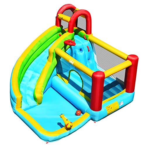 Honey Joy Inflatable Water Slide, Water Bounce House & Water Park W/Splash Pool & Slides, Climbing Wall, Indoor Outdoor Blow Up Water Slides Inflatables For Kids And Adults Backyard(Without Blower) #TOP5