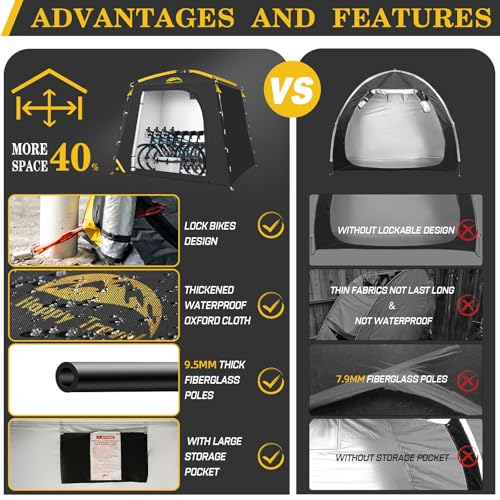 Image of Happy Travel Bike Storage Shed Tent, Waterproof Portable Bicycle Cover Shed
