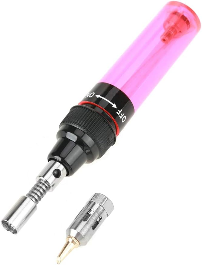 Gas Soldering Iron, Butane Torch Fydun Cordless Butane Gas Blow Torch Soldering Iron Gun Welding Pen Tool 1300℃ for Electronics Instruments(Red)