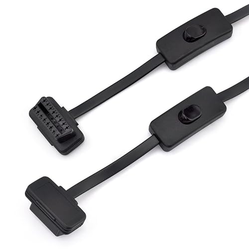 Miniatura 3 de iKKEGOL OBD2 OBDII 1 a 2 Perfil ultra bajo de 16 pines macho a hembra, cable divisor en Y, cable de extensión de diagnóstico con interruptor de