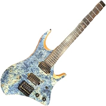 Headless Electric Guitar, 6-String Guitar,Maple Body,Roasted Maple Neck 24 Fret Professional Guitar