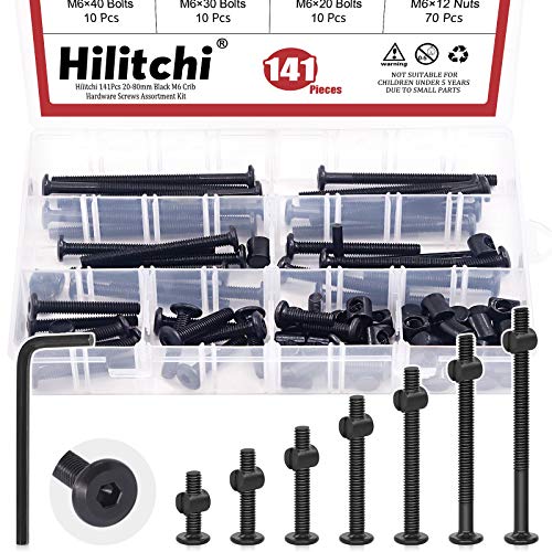 Vis de lit de bébé M6 noires écrous cylindriques visserie meuble 140x