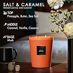 HomeLights Highly Scented Soy Candles Big 33.3 oz for Home. 3 Cotton Wicks, Smokeless Long Lasting 130 hrs in Salt & Caramel. 5x6, Great Gift for Women & Men - Image 4