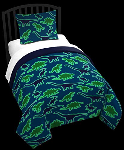 Jay Franco Trend Collector Dino Glow In The Dark Twin Comforter & Sham Set - Super Soft Kids Bedding Features Dinosaurs - Fade Resistant Microfiber #TOP1